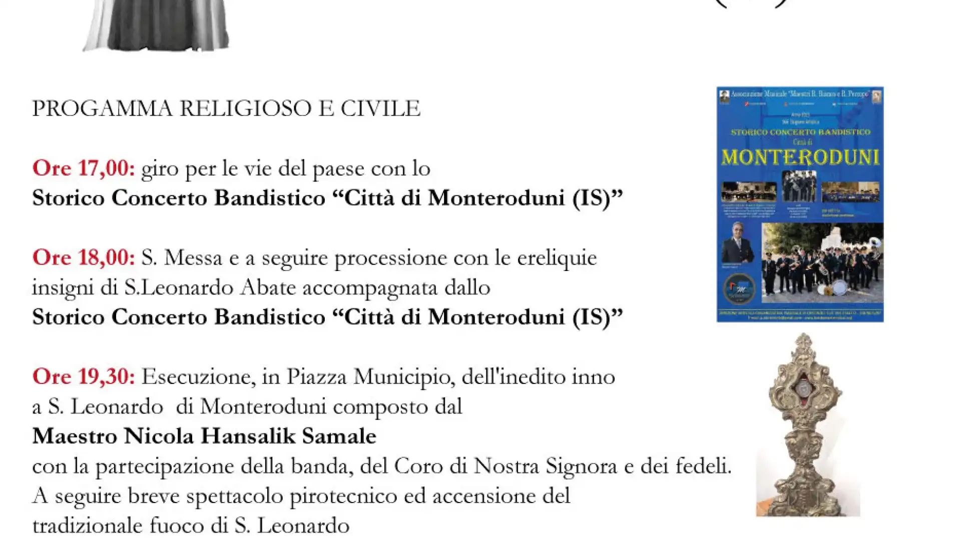 Monteroduni: l’Aps “G. De Giacomo e la parrocchia propongono i festeggiamenti dedicati a San Leonardo. Appuntamento a lunedì 6 novembre.